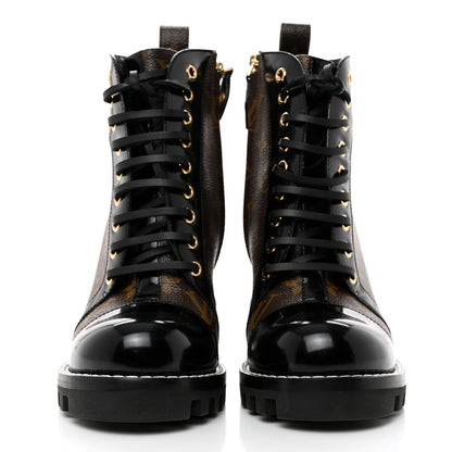 Louis Vuitton Patent Calfskin Monogram Star Trail Ankle Boots 37.5 Black 2 of 8