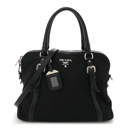 Prada Tessuto Nylon Calfskin Dome Satchel Black 1 of 11