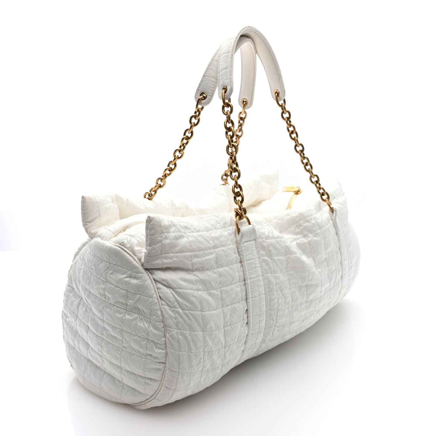 Nylon Gloria Quilted Travel Bag Milky White