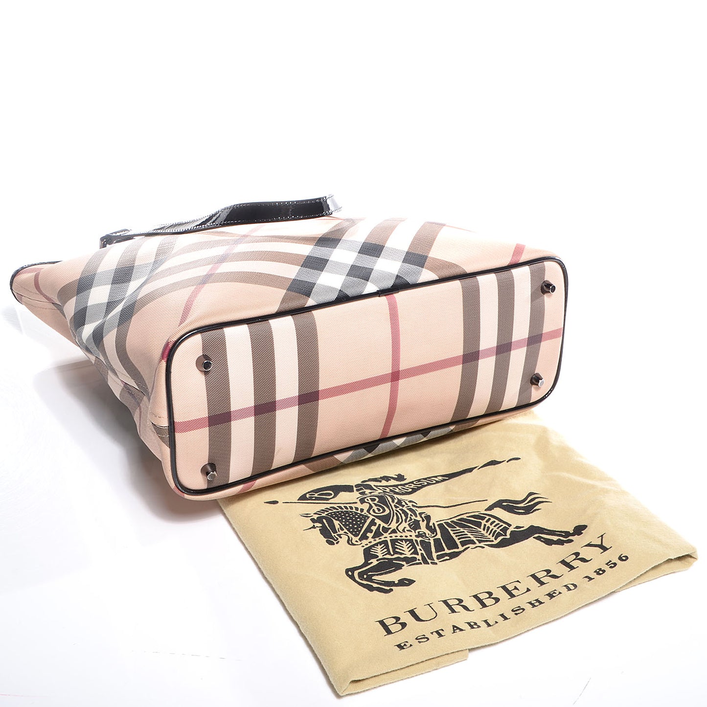 Patent Nova Check Portrait Tote Black