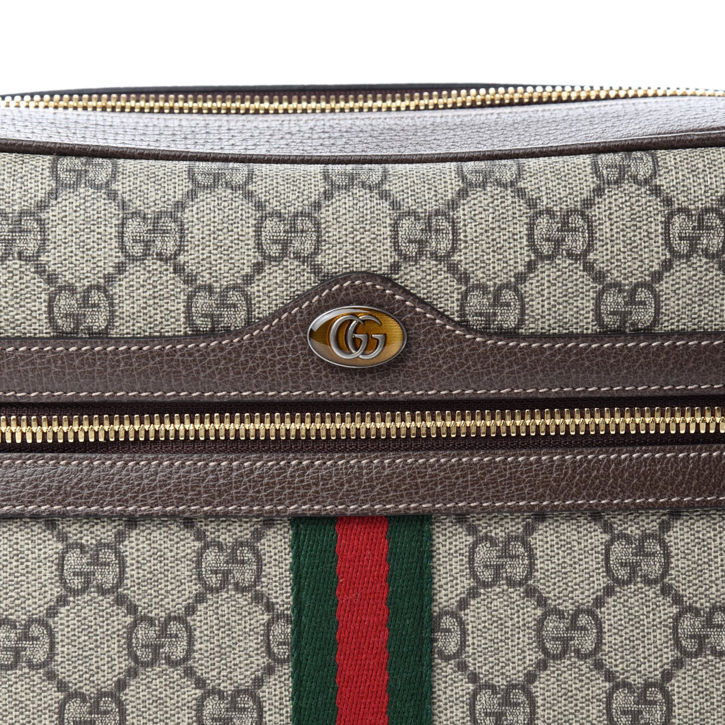 GG Supreme Monogram Web Small Ophidia Shoulder Bag Brown