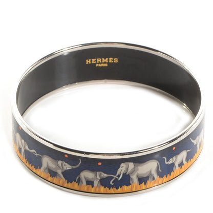 Hermes Enamel Printed Elephants Grazing Wide Bracelet 70 3 of 6