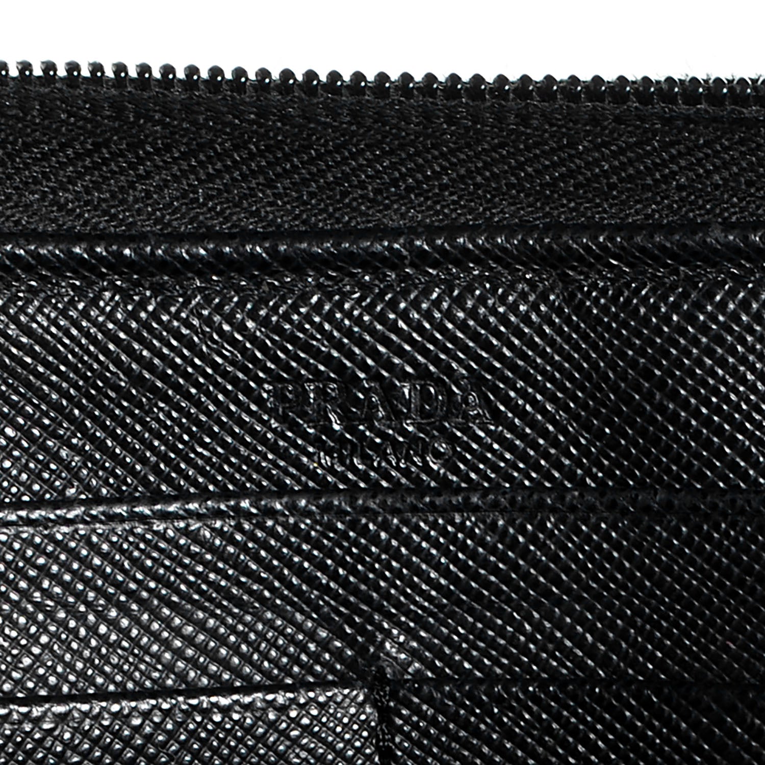 Prada Saffiano Triangle Zip Around Wallet Nero Black 8 of 9