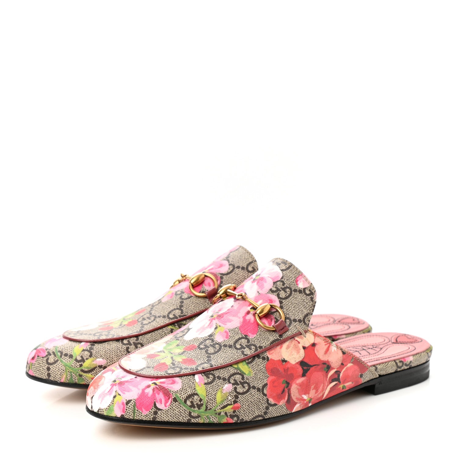 Gucci GG Supreme Monogram Blooms Womens Princetown Slippers 37.5 Beige Multicolor Dry Rose 3 of 8