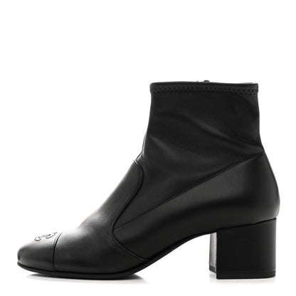 Chanel Stretch Lambskin Cap Toe CC Short Boots 38.5 Black 1 of 9