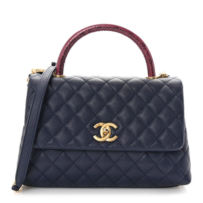 Chanel Caviar Elaphe Quilted Small Coco Handle Flap Navy 1 of 10