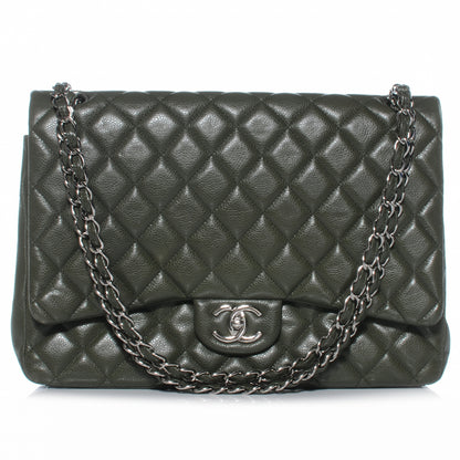 Chanel Caviar Maxi Double Flap Dark Green 1 of 8