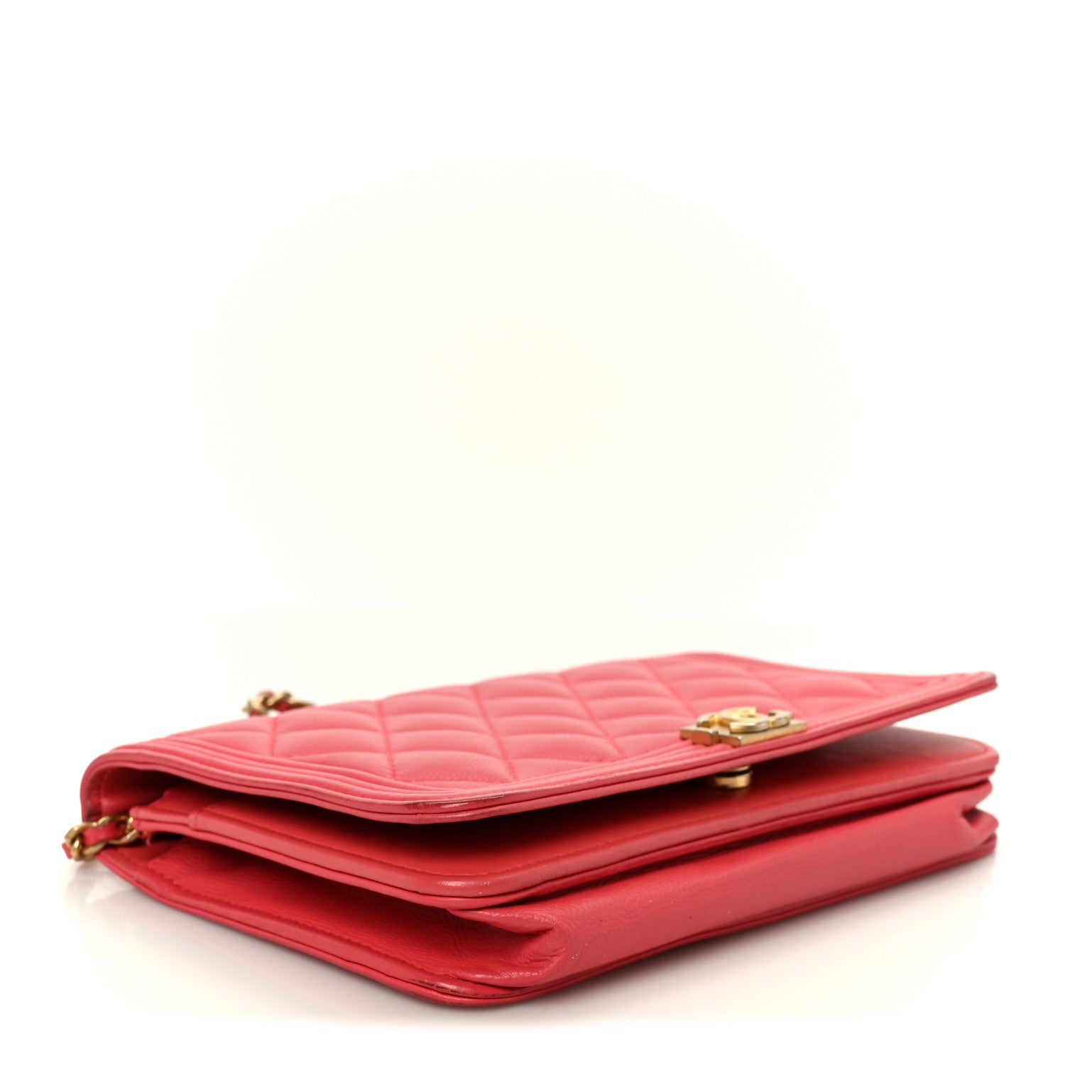 Chanel Caviar Quilted Boy Wallet On Chain WOC Dark Pink 4 of 12