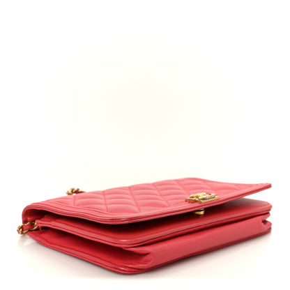 Chanel Caviar Quilted Boy Wallet On Chain WOC Dark Pink 4 of 12