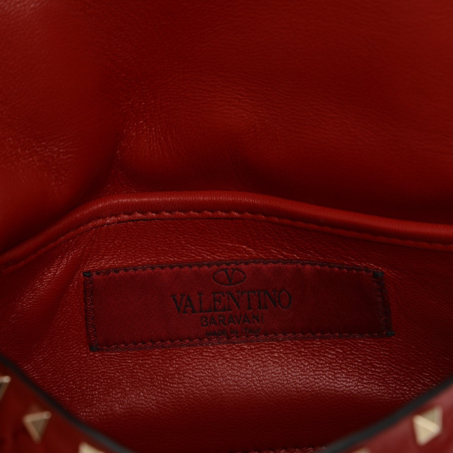 Lambskin Small Rockstud Spike Shoulder Bag Red