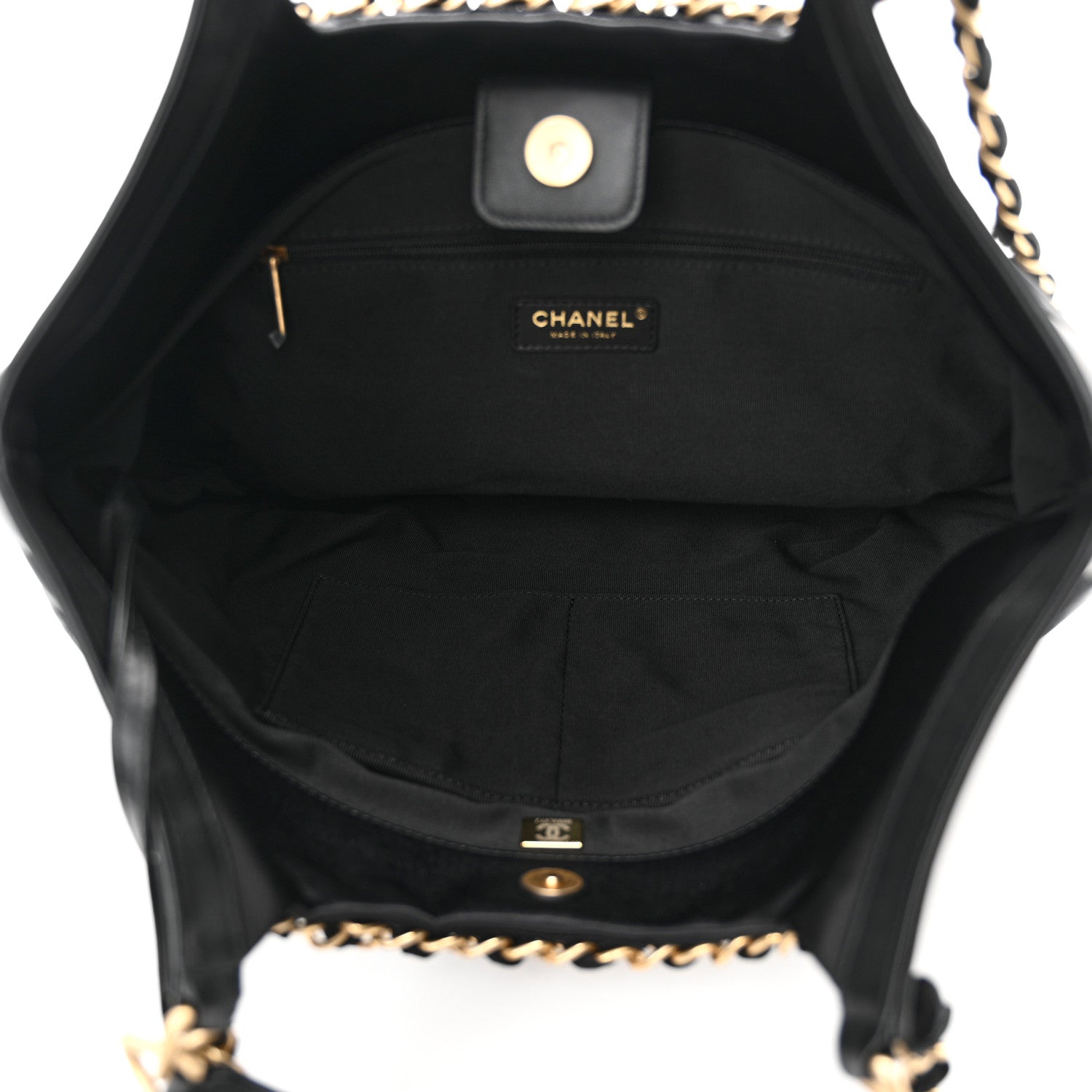 Chanel Nylon Grosgrain Quilted Lifestyle Shopping Tote Black 6 of 12