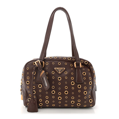 Prada Vitello Daino Grommet Satchel Bruciato 1 of 10