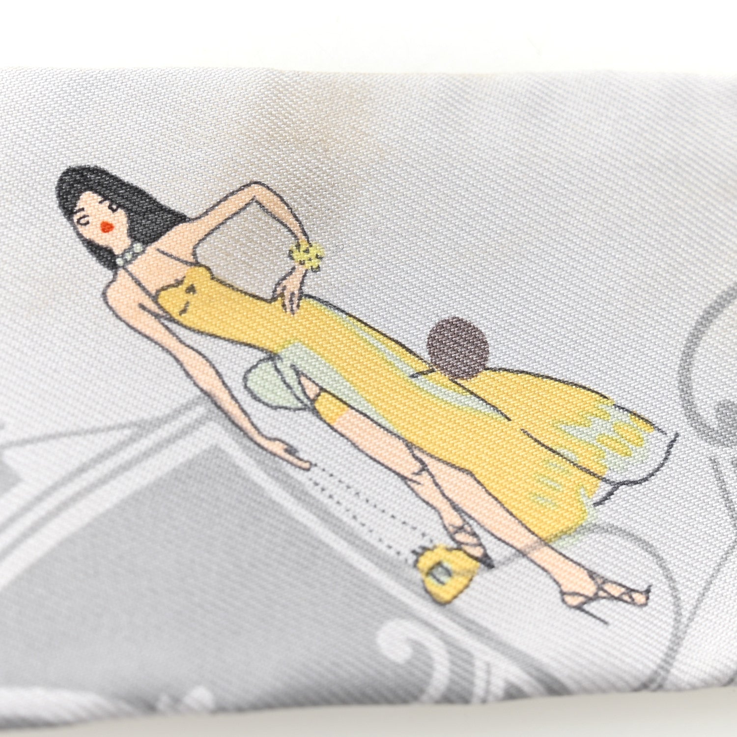 Hermes Silk Ex-Libris Les Parisie Twilly Gris Perle Jaune Soufre 6 of 6