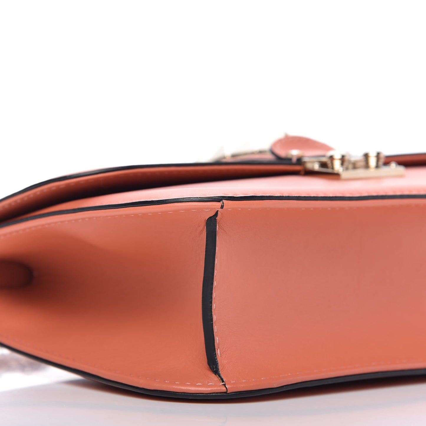 Vitello Medium Glam Lock Rockstud Flap Coral