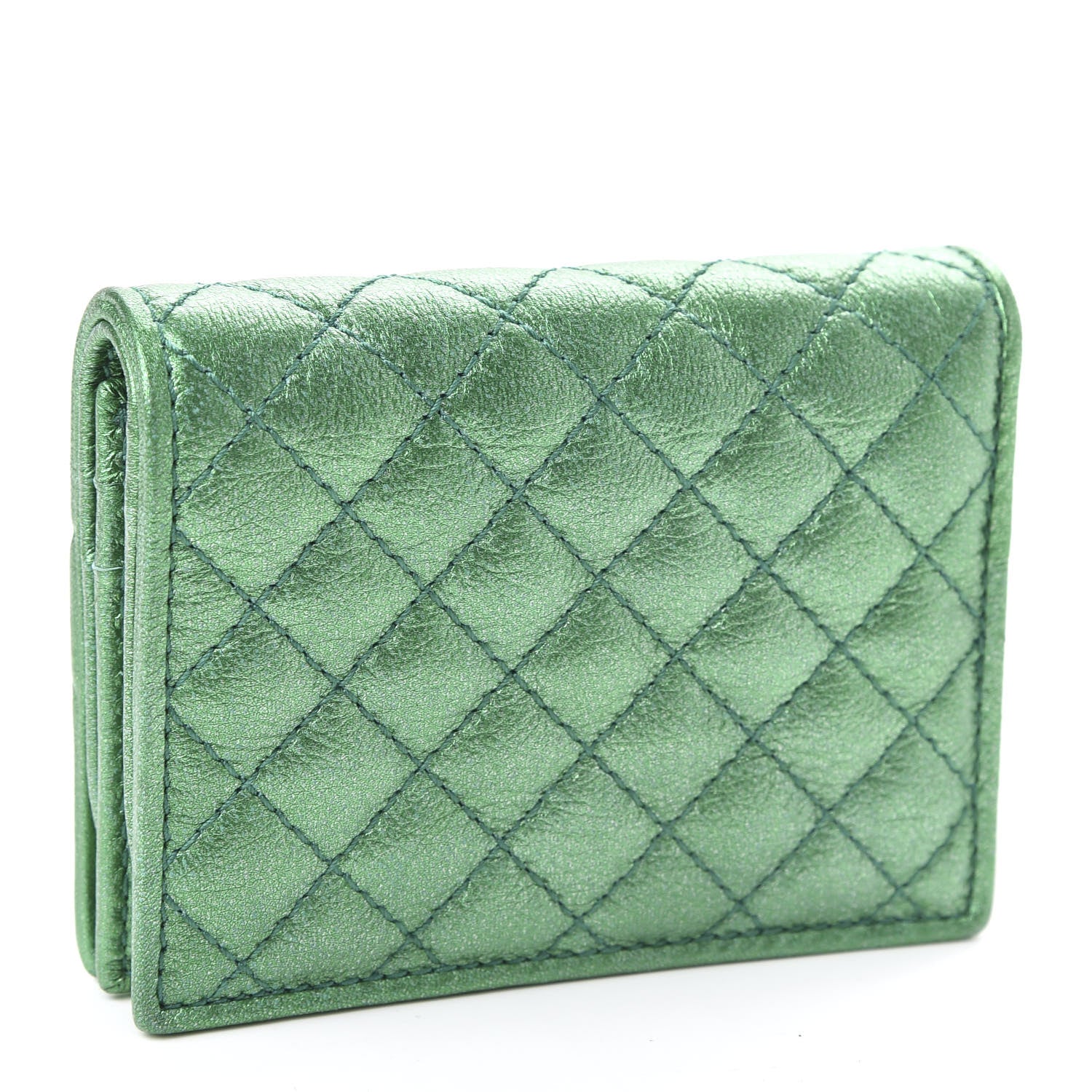 Gucci Laminated Nappa Trapuntata Zumi Card Case Jasmine Green 3 of 8