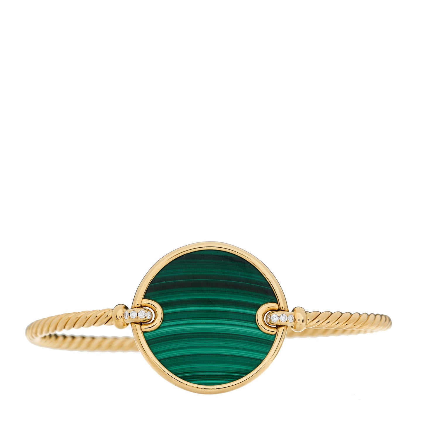 18K Yellow Gold Diamond Malachite DY Elements Bangle Bracelet