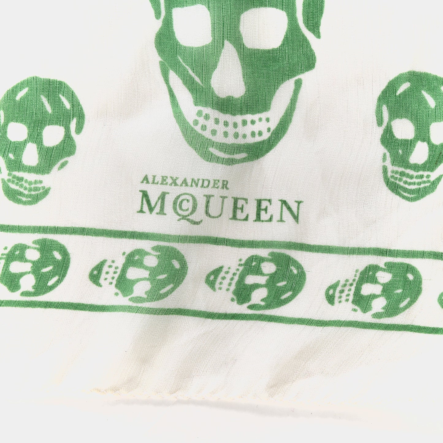 Silk Chiffon Skull Scarf Ivory Green