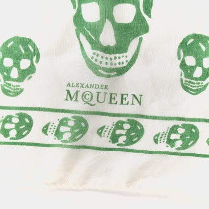 Alexander McQueen Silk Chiffon Skull Scarf Ivory Green 2 of 4
