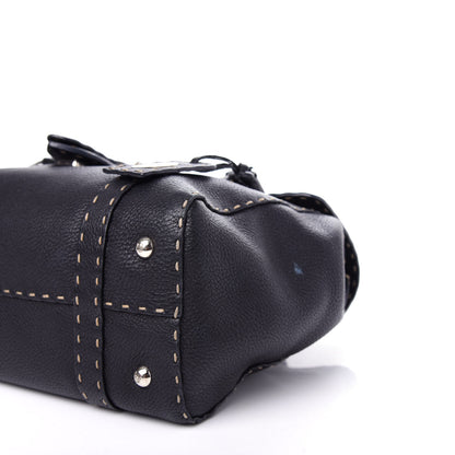 Fendi Calfskin Romano Selleria Medium Linda Satchel Black 9 of 11