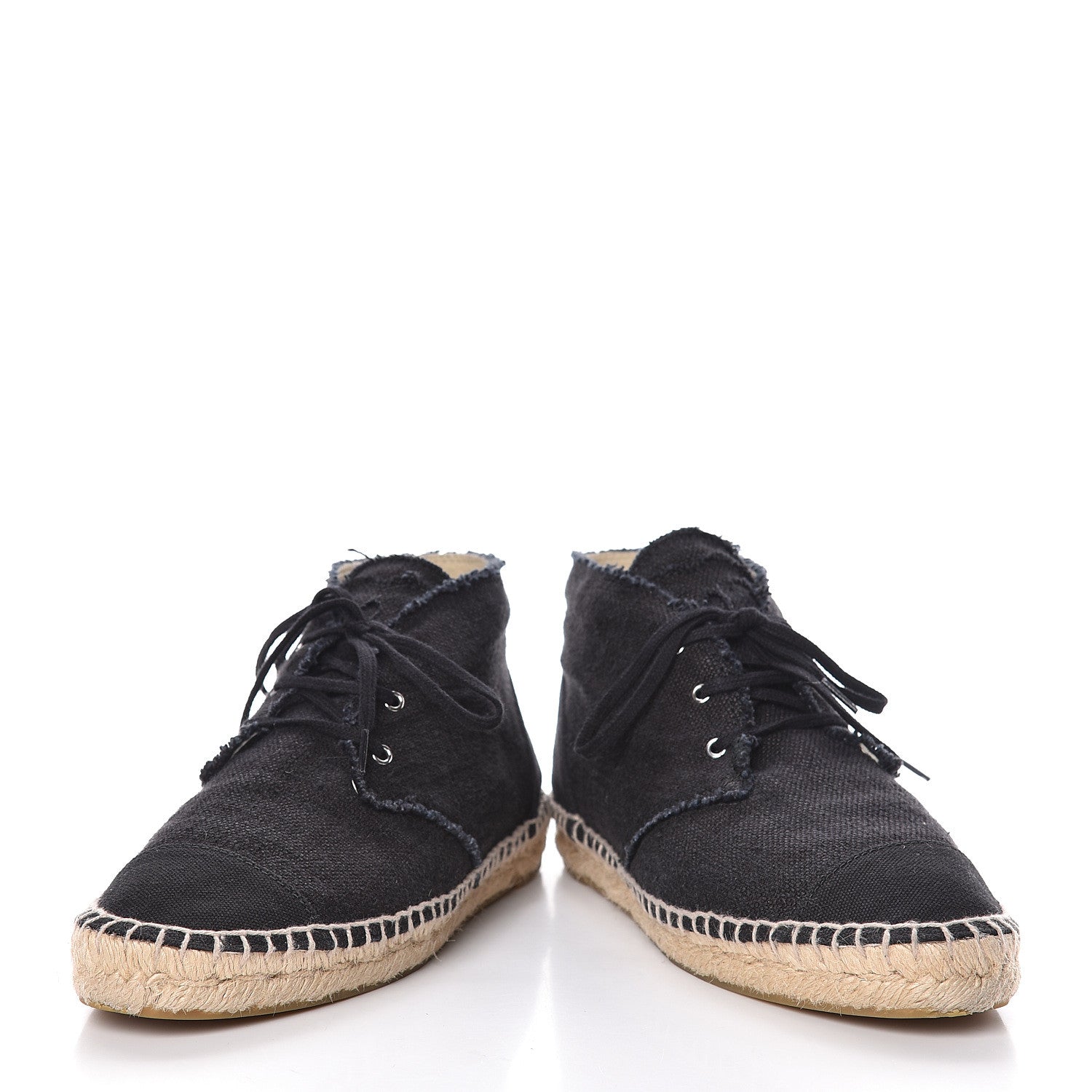 Chanel Canvas Lace Up Espadrilles 39 Black 6 of 13