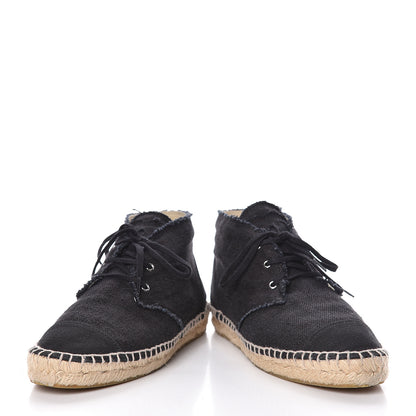 Chanel Canvas Lace Up Espadrilles 39 Black 6 of 13