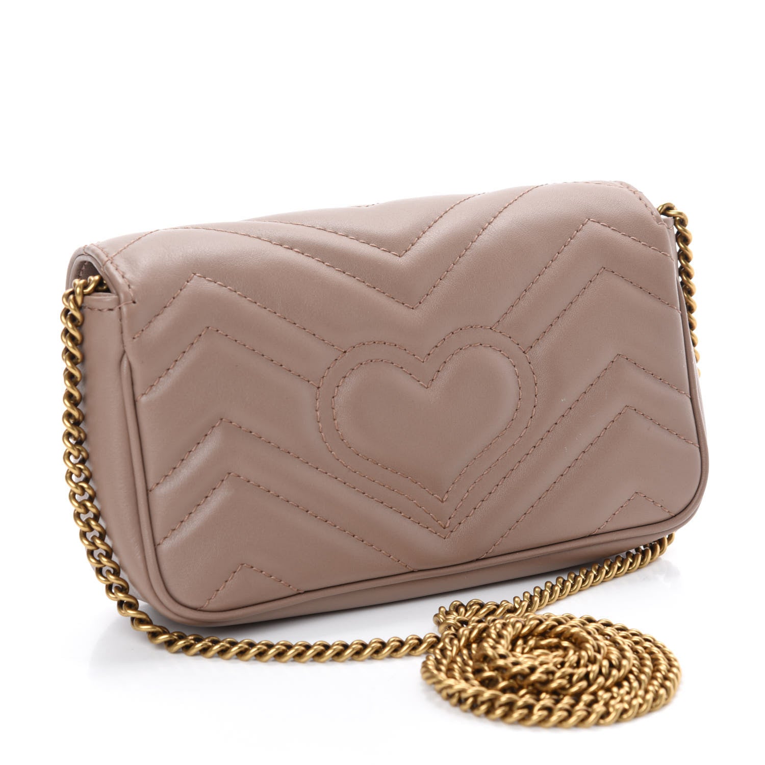 Gucci Calfskin Matelasse Super Mini GG Marmont Shoulder Bag Porcelain Rose 3 of 11