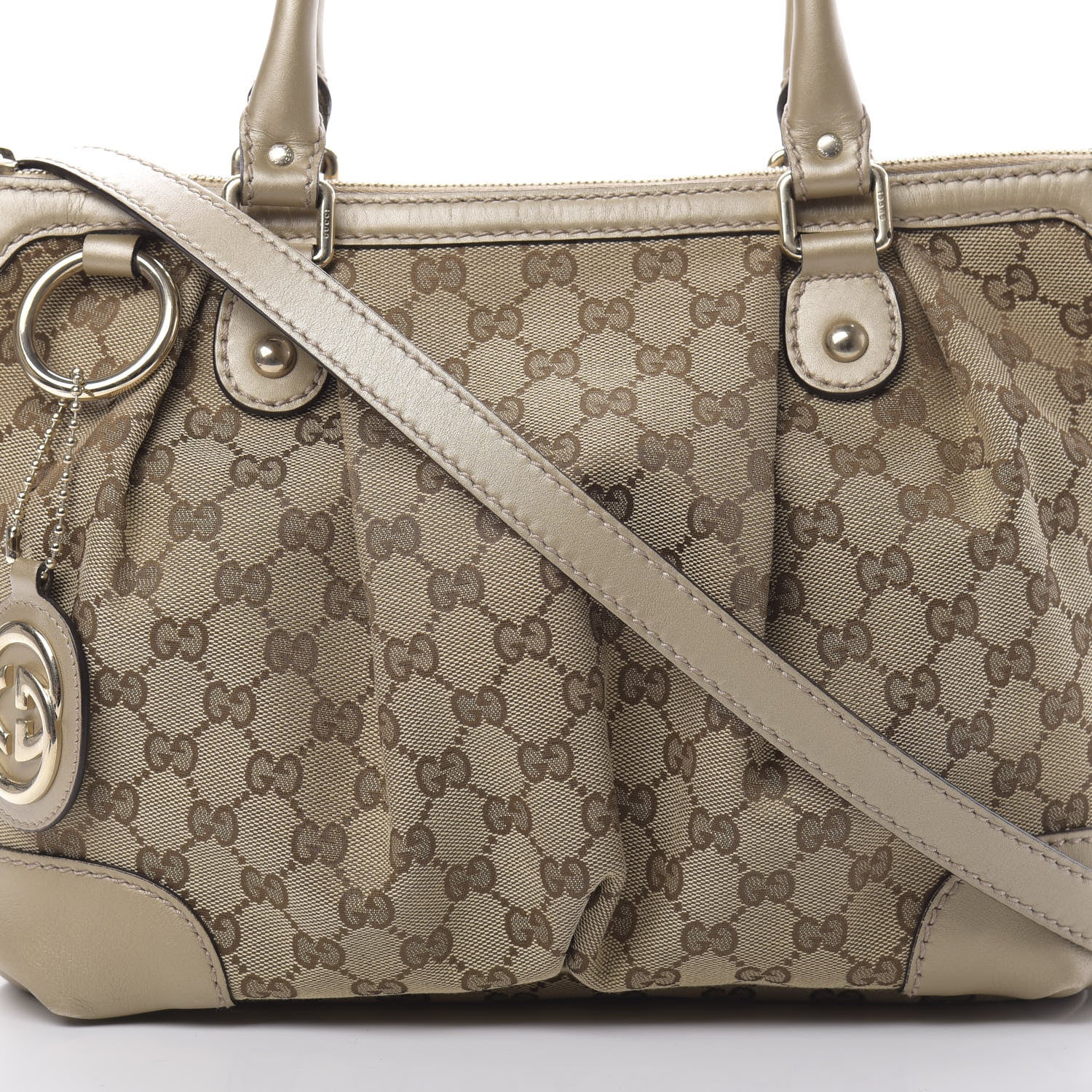 Gucci Monogram Medium Sukey Top Handle Bag Golden Beige 9 of 16