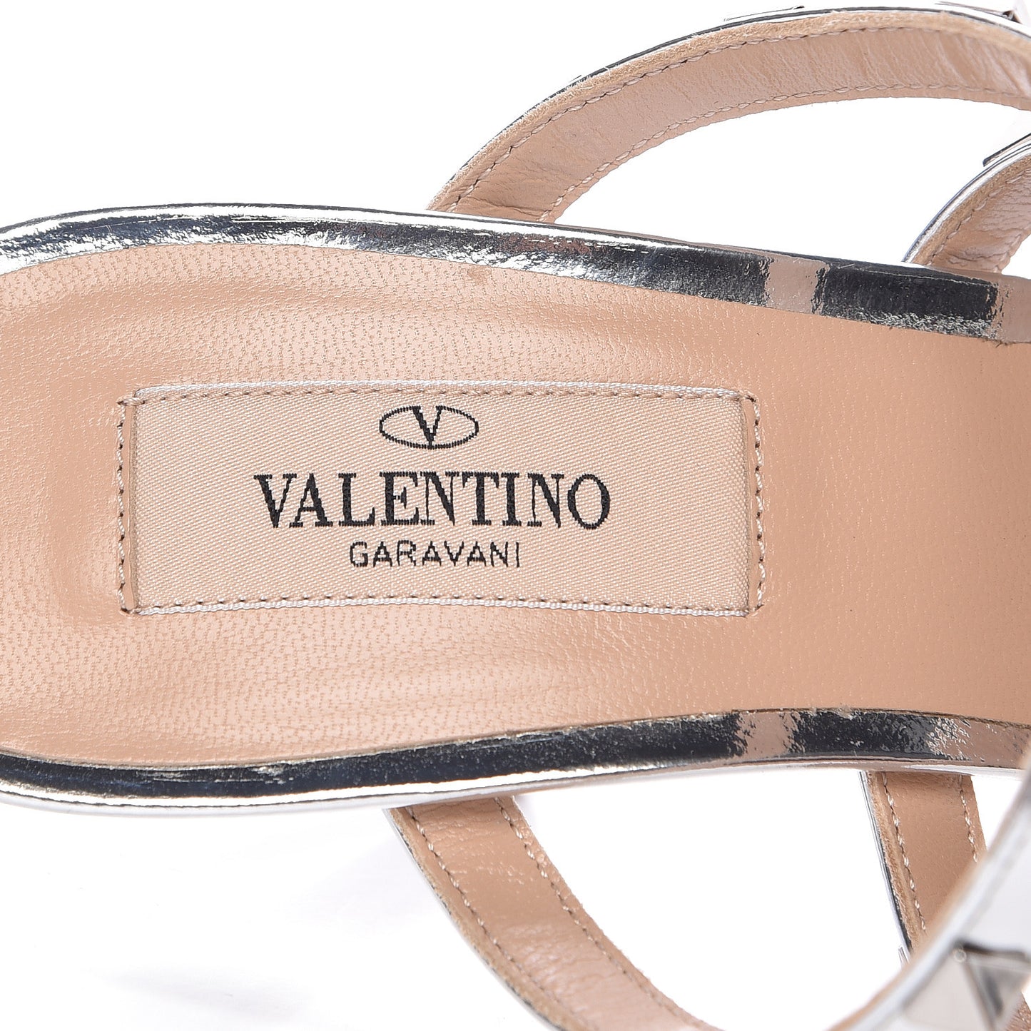 Metallic Pebbled Calfskin Rockstud 90mm Cage Mules 37.5 Silver