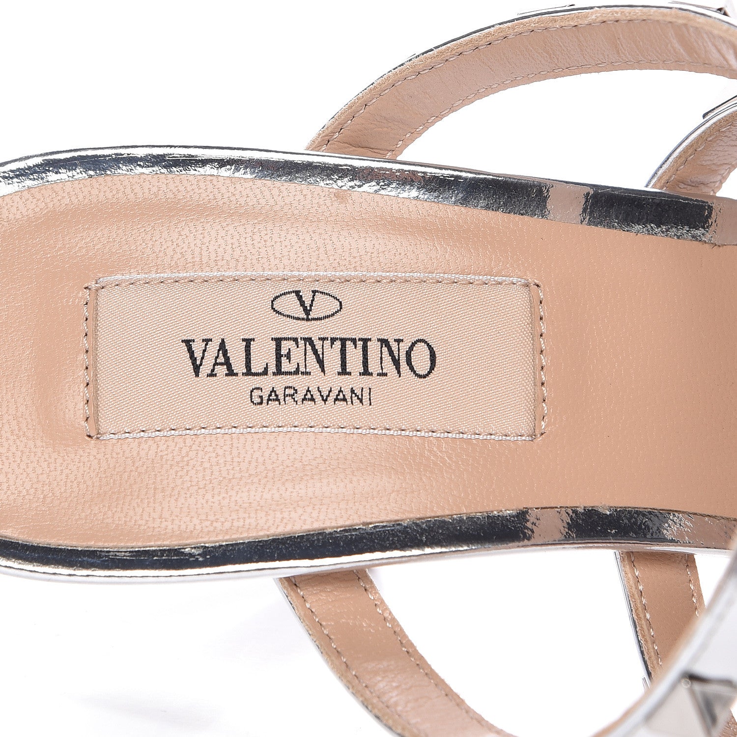 Valentino Garavani Metallic Pebbled Calfskin Rockstud 90mm Cage Mules 37.5 Silver 8 of 11