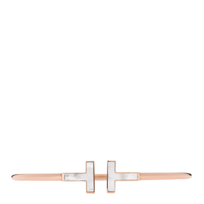 Tiffany 18K Rose Gold Mother of Pearl T Wire Bracelet 1 of 3