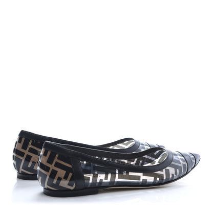 Fendi PVC Calfskin FF Colibri Ballerina Flats 40 Black 4 of 8
