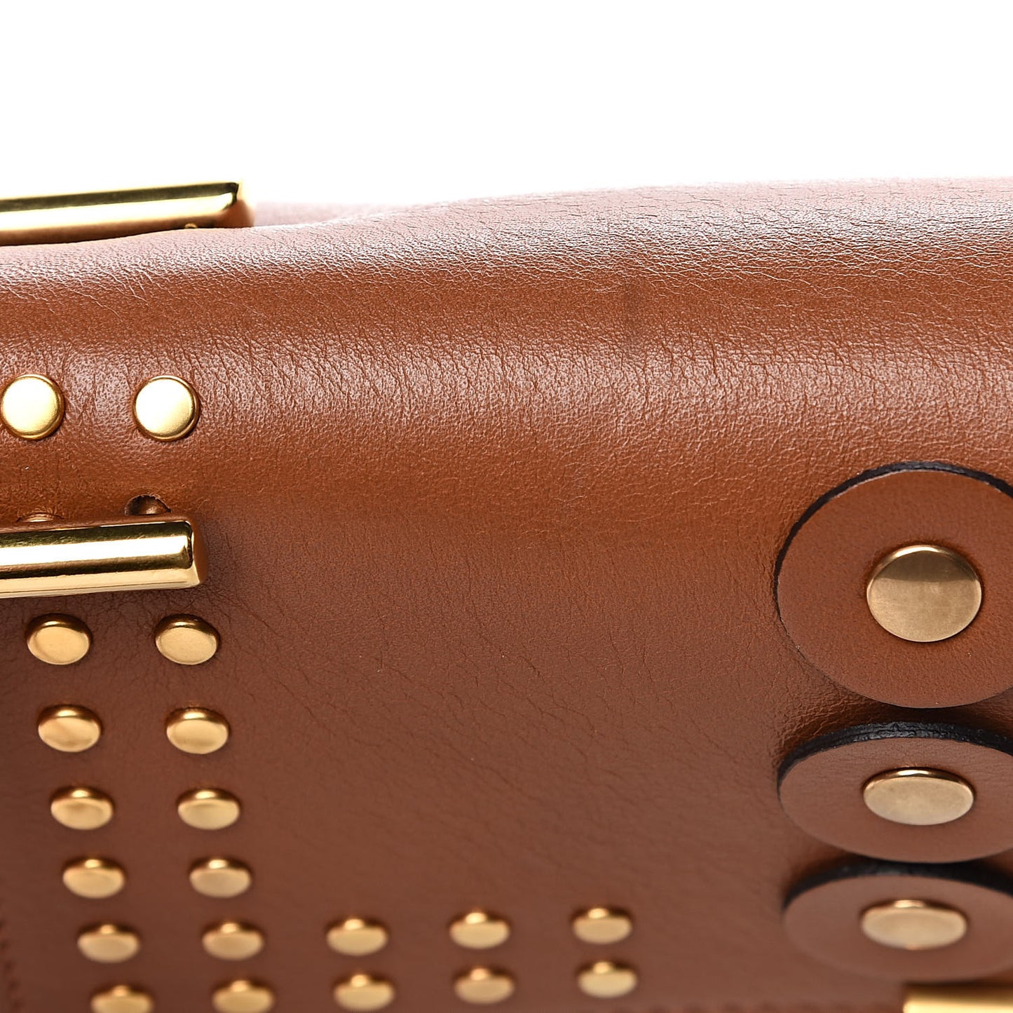 Suede Smooth Calfskin Studded Drew Shoulder Bag Caramel