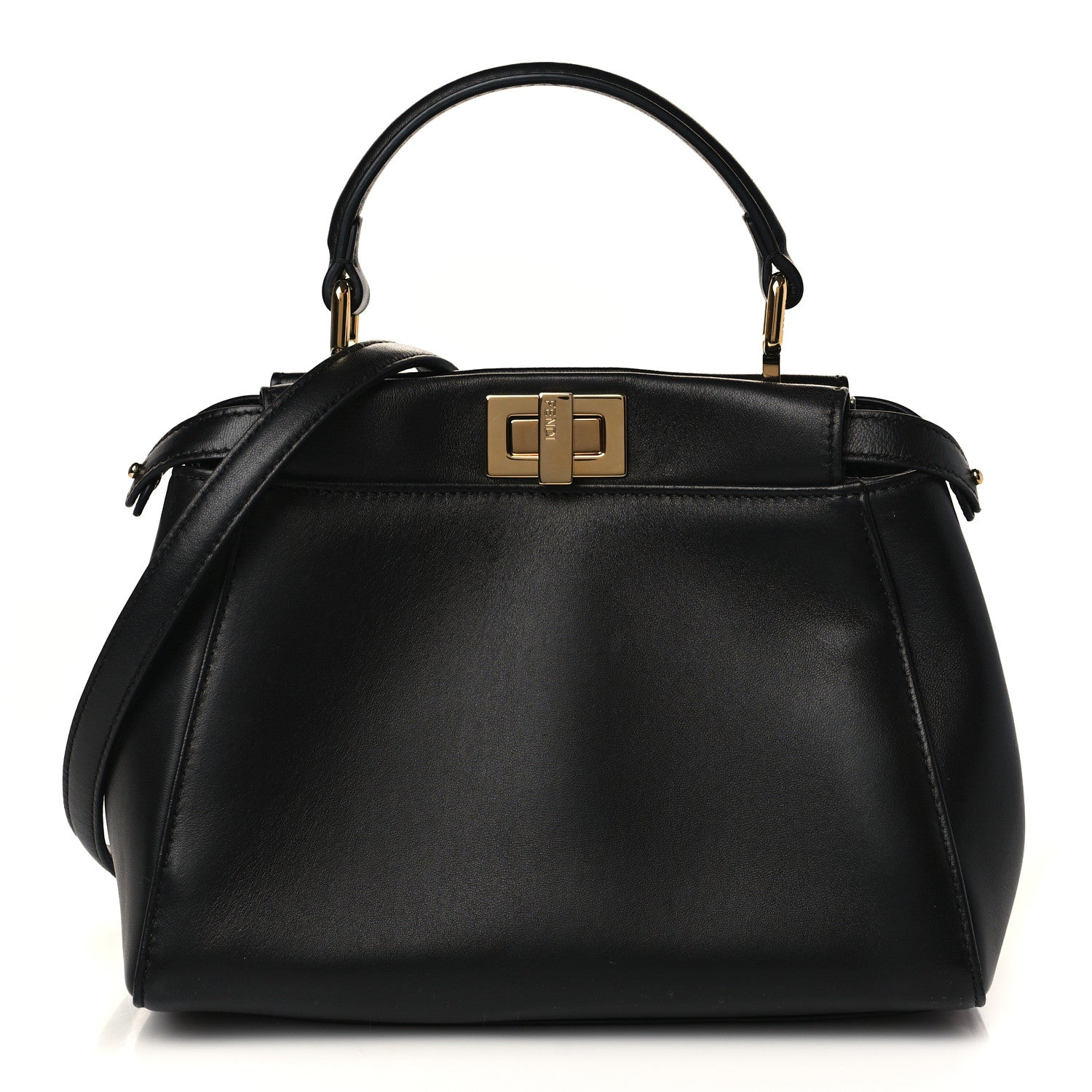 Fendi Nappa Mini Peekaboo Iconic Satchel Black 1 of 9