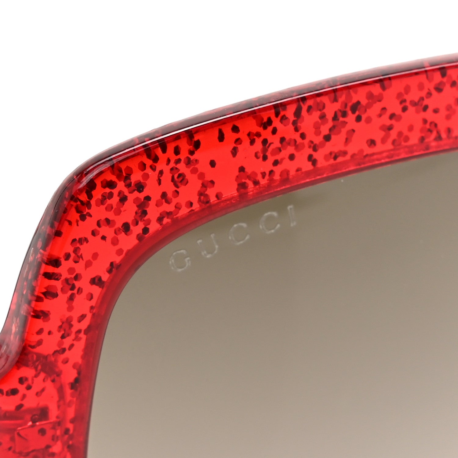 Gucci Acetate Square Frame Sunglasses GG0036S Glitter Red 7 of 8