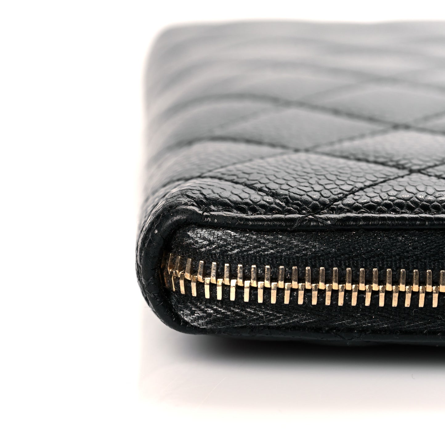 Caviar Quilted Large Gusset Zip Around Wallet Black