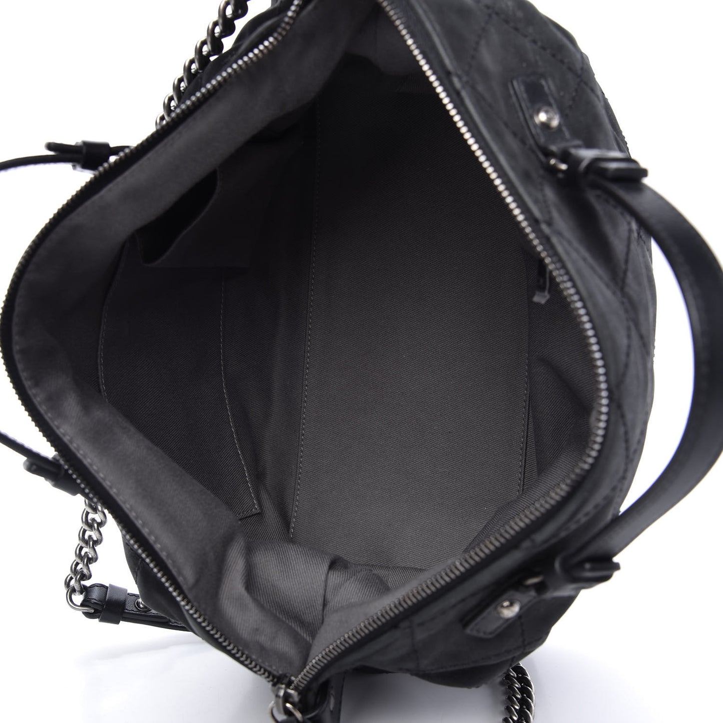 Iridescent Calfskin Quilted Coco Daily Shoulder Bag Black