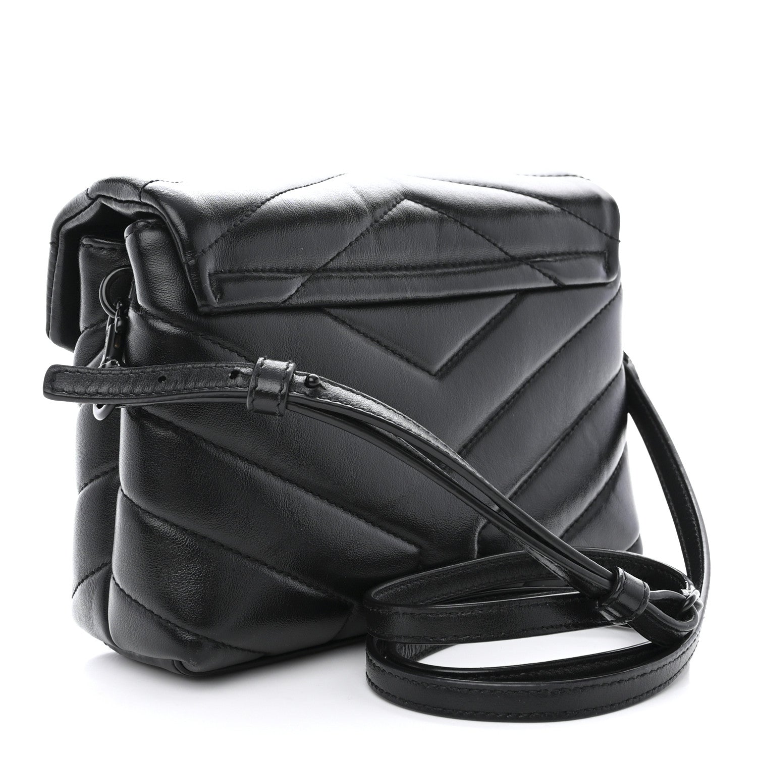 Saint Laurent Calfskin Y Quilted Monogram Monochrome Toy Loulou Crossbody Bag Black 3 of 12