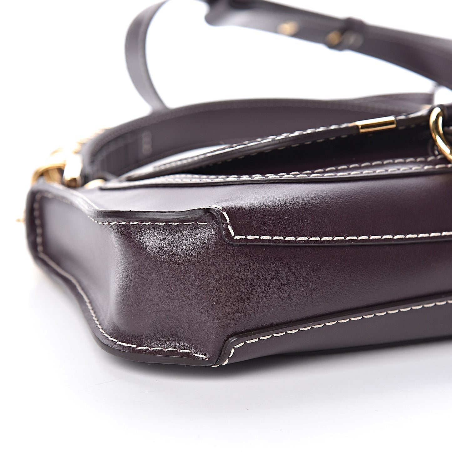 Shiny Calfskin Small Marcie Saddle Shoulder Bag Black Raisin