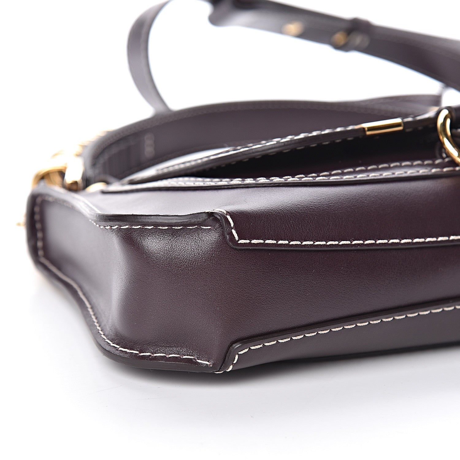 Chloe Shiny Calfskin Small Marcie Saddle Shoulder Bag Black Raisin 10 of 11