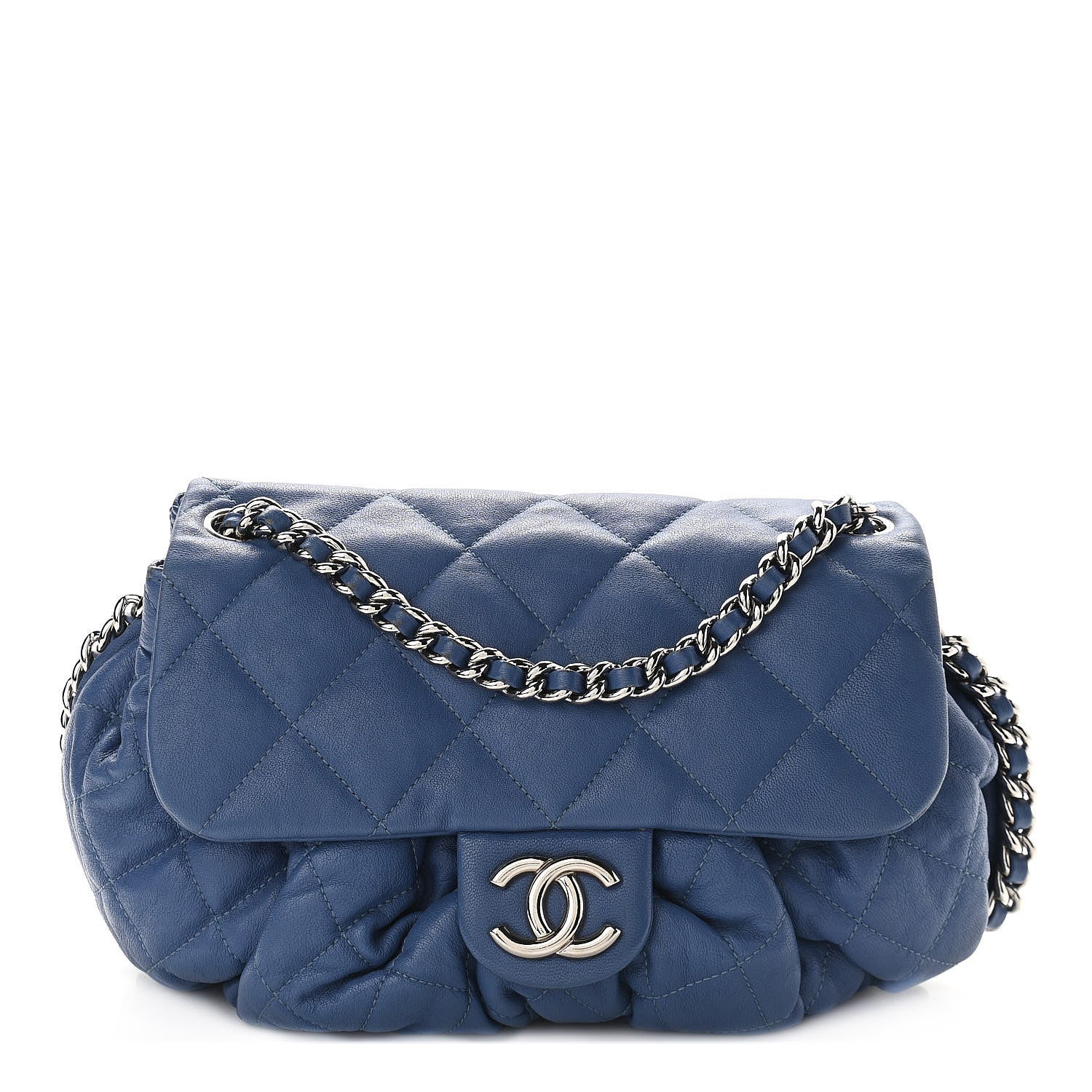 Chanel Washed Lambskin Quilted Medium Chain Around Messenger Blue 1 of 8