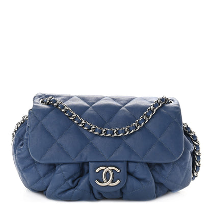 Chanel Washed Lambskin Quilted Medium Chain Around Messenger Blue 1 of 8