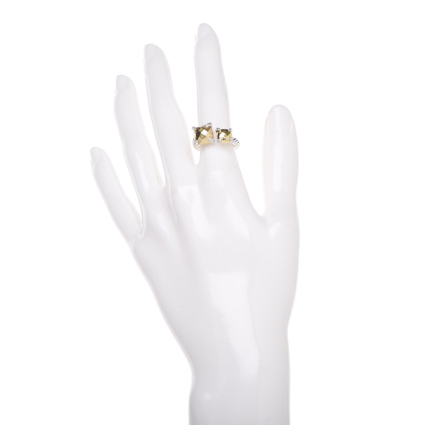 Sterling Silver 18K Yellow Gold Diamond Chatelaine Bypass Ring 49 4.75