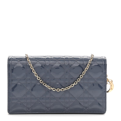 Christian Dior Patent Cannage Lady Dior Chain Wallet Denim 3 of 13