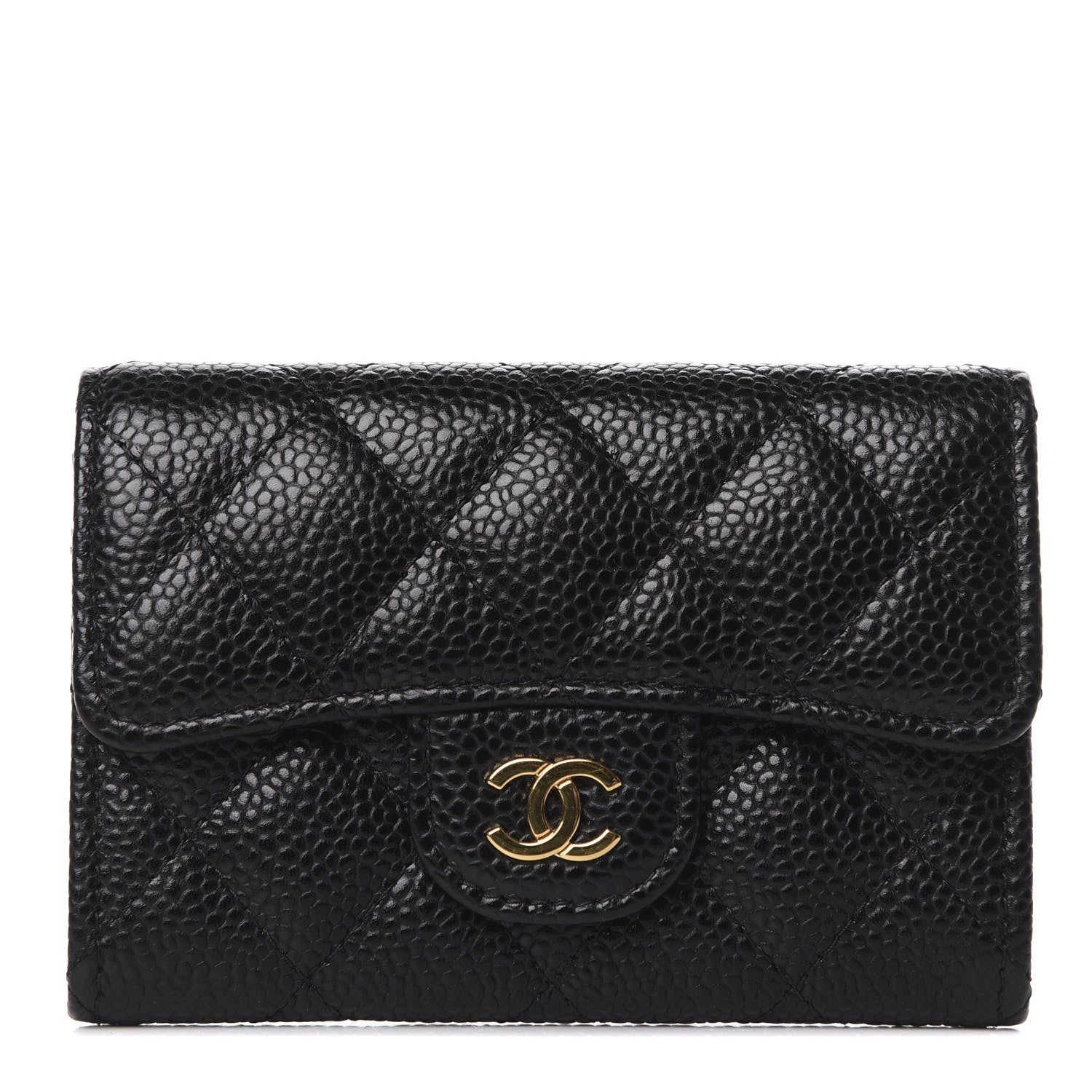 Chanel Caviar Quilted Flap Card Holder Wallet Black 1 of 8