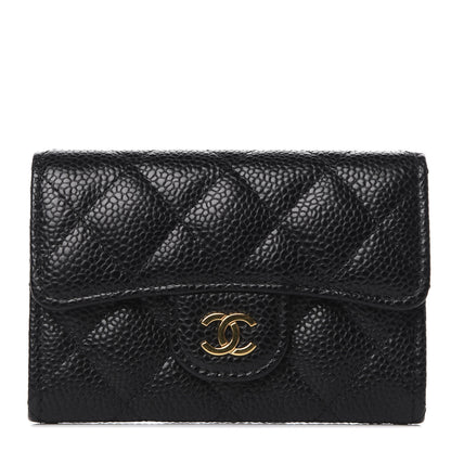 Chanel Caviar Quilted Flap Card Holder Wallet Black 1 of 8