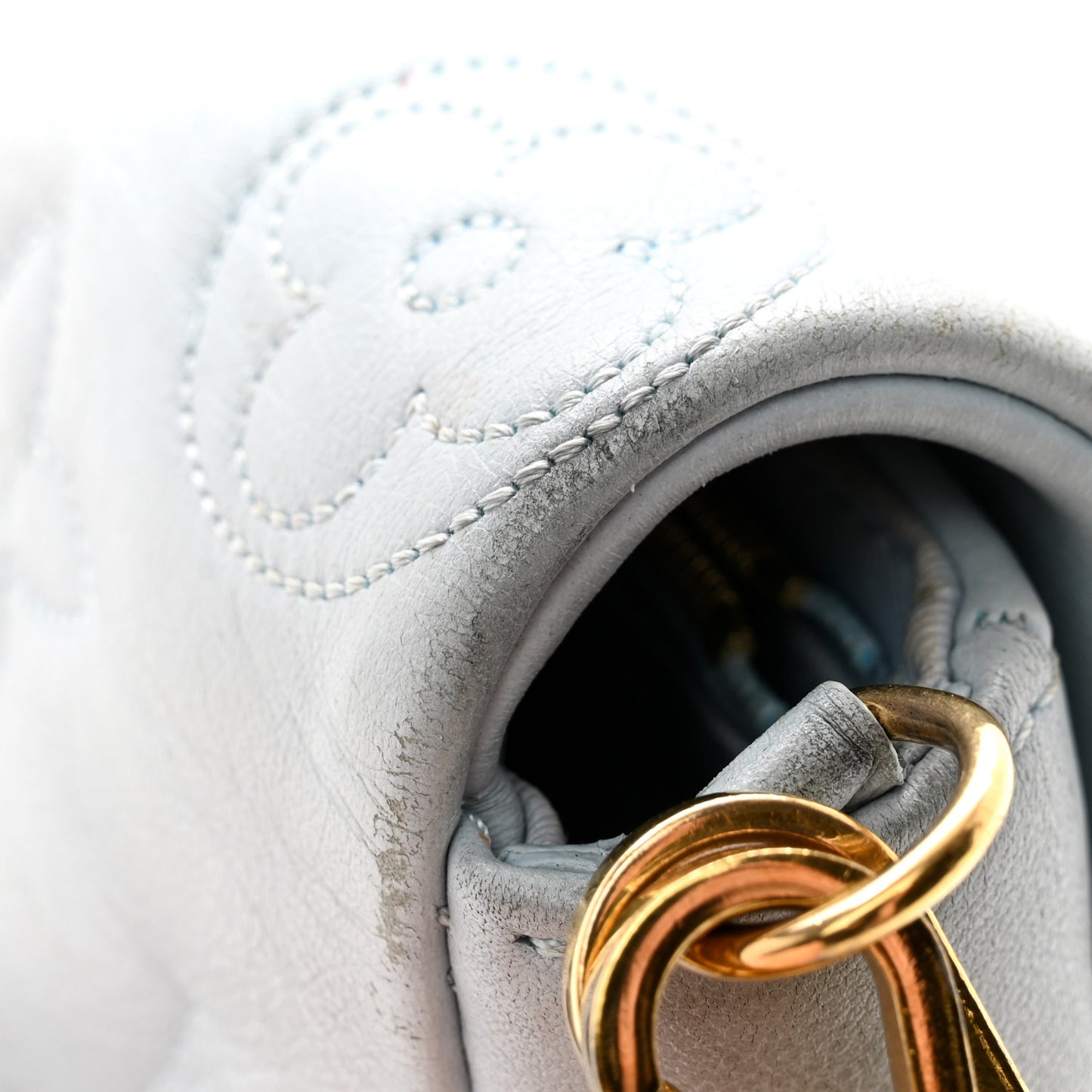 Calfskin Bubblegram Wallet On Strap Ice Blue