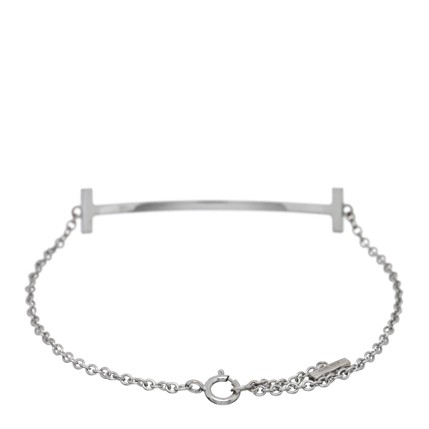 Tiffany 18K White Gold Blue Topaz T Smile Bracelet 2 of 4