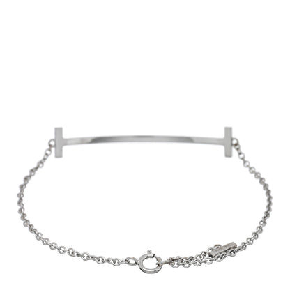 Tiffany 18K White Gold Blue Topaz T Smile Bracelet 2 of 4