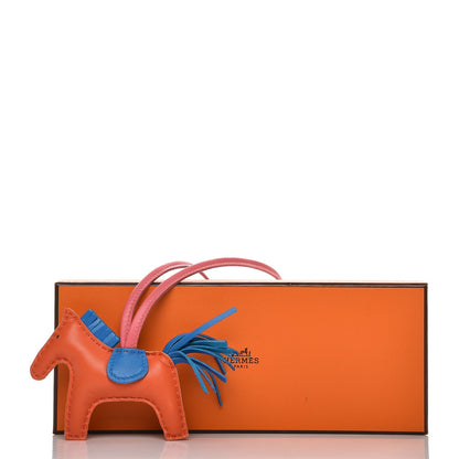Hermes Milo Lambskin Grigri Rodeo Horse Bag Charm PM Orange Poppy Bleu Zanzibar Rose Azalee 4 of 4