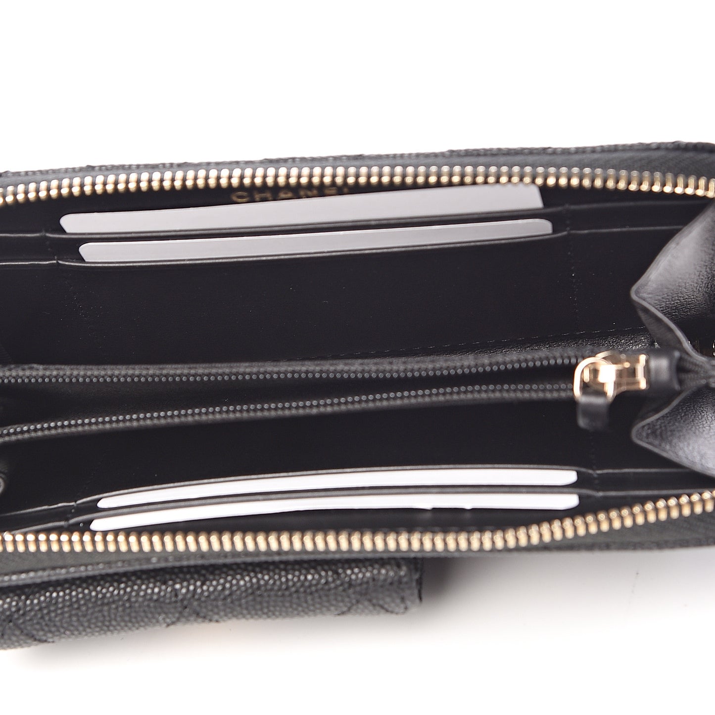 Caviar Quilted In & Out Zip Around Wallet Black